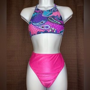 Handmade Exotic Dance / Rave Outfit High Waist Thong & Halter Top Size Medium
